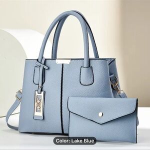 NWT Elegant Lake Blue Handbag Set purse wallet satchel